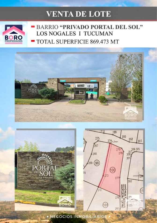 Oportunidad, venta terreno de 870 m2 en Barrio Portal del Sol, Los Nogales